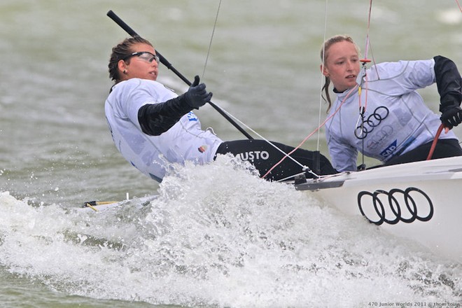 Annika Bochman helming her way to 2011 Junior Worlds victory - 470 Junior World Championship 2012 © Thom Touw http://www.thomtouw.com